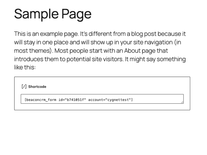 BeaconCRM Form Embedder Example